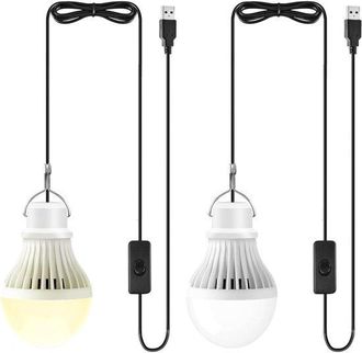 OEM 2 Linternas Led Recargables Por Usb Camping, Juego Linternas Led 5 W Gancho, Linterna Port&aacute;til Exteriores Blanco 6500 K + Blanco C&aacute;lido 3000 K