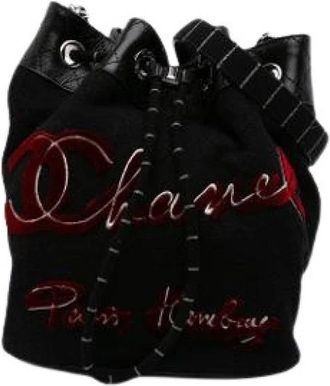 Chanel Pre-owned Wool Bucket Bag - Dames - Vintage Tas - Zwart - ONE Size - Vintage