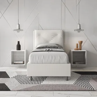 Itamoby Itamoby - Letto Singolo Senza Rete Imbottito 80x210 Similpelle Bianco Appia