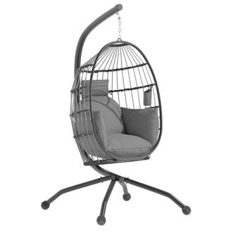 OUTSUNNY Silla colgante huevo 120x88x192 cm gris