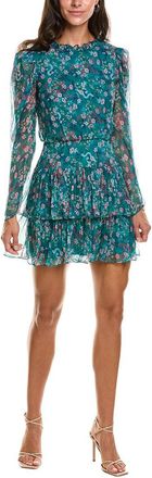 Saloni Saloni Ava Crinkle Silk Chiffon Mini Dress