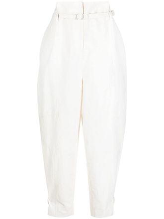 Stella McCartney high-waist tapered trousers - women - Cotton/Linen/Flax/Polyamide - 40 - White