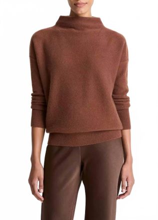 Vince Plush Cashmere Funnel-Neck Sweater In Cacao