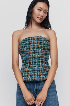 Mare Mare Strapless Plaid Top