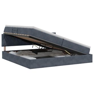 vidaXL Cama Con Almacenamiento Gris Oscuro 200 X 200 Cm Terciopelo Vidaxl