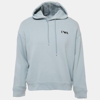 Emporio Armani Blue Cotton Knit Hoodie M