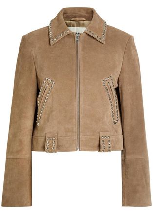 Staud Hugo Stud-embellished Suede Jacket - Beige - S (UK8-10 / S)