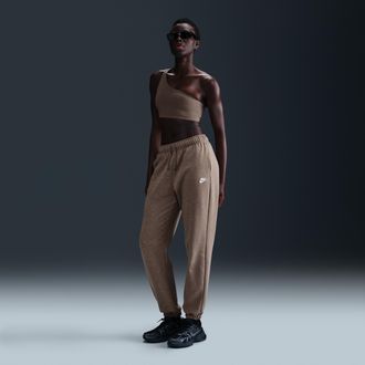 Nike Womens Nike Sportswear Club Fleece Mid-Rise Oversized Sweatpants in Brown | DQ5800-214