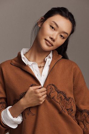 Maeve The Montana Mock-Neck Half-Zip Sweater by Maeve