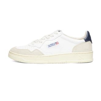 Autry Vintage Lage Leren Sneaker Wit Marine - Heren - Schoenen - Wit - Maat: 46 EU Katoen