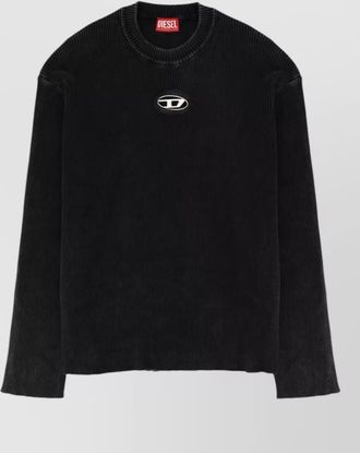 Diesel long sleeve crew neck ribbed texture t-shirt
