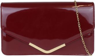 Girly HandBags Womens Patent Faux Leather Envelope Clutch Bag Shoulder Bag Party Burgundy