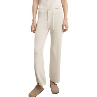 Mango Pull-On Straight Leg Cotton Blend Knit Pants in Beige at Nordstrom, Size Medium
