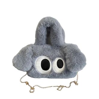 Generic Cute big-eyed dog chain bag autumn and winter faux plush bag(grey)