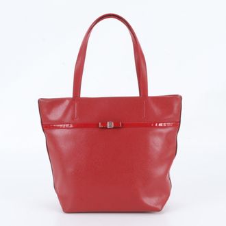 Ferragamo Red Color Leather Handbag Shoulder Bag Tote Bag (Pre-Owned)