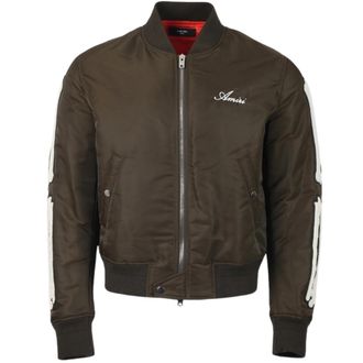 Amiri Mens Bones Design Green Bomber Jacket Nylon - Size Medium