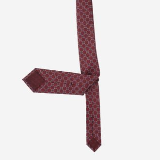 Gucci Jacquard Silk Morsetto Print Necktie - Red