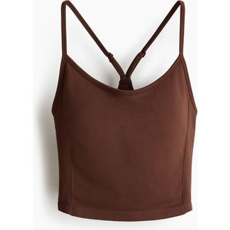 H&M Seamless Sports Top With Drymove in Brown at Nordstrom, Size X-Large