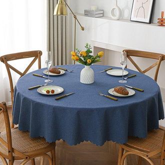 OEM Mantel Redondo De 120 Cm De Di&aacute;metro, Tejido Resistente Y Lavable, Ideal Para Buf&eacute;s, Fiestas, Cenas, Bodas Y Baby Showers (azul Marino)