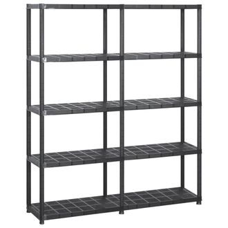Berkfield Home Storage Shelf 5-Tier Black 142x38x170 cm Plastic | Size: 142 x 38 x 170 cm