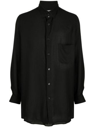 Yohji Yamamoto Camicia con colletto a punta - Nero