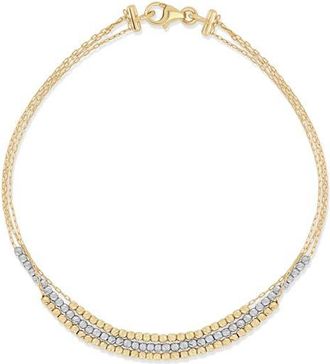 Bony Levy 14K Gold 2-Tone Double Beaded Chain Bracelet in 14K White Gold/yellow Gold at Nordstrom, Size 7