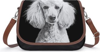 Generic White Poodle Dog Womens Crossbody Bag Fashion Shoulder Handbags Message Tote Bag with Adjustable Strap