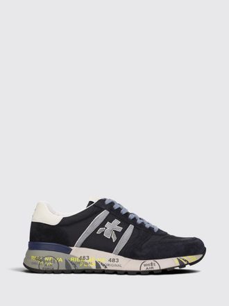 Premiata Lander Low-Top Sneakers in Suede and Nylon with Serrated Sole