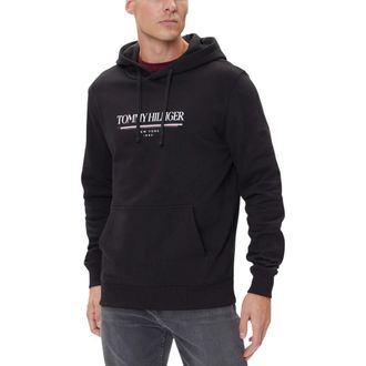 Tommy Hilfiger Black Recycled Cotton Mens Hoodie