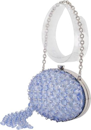 Self Portrait Womens Crystal Chain Oval Clutch Purple Synthetic