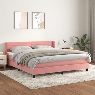 vidaXL Cama Box Spring Con Colch&oacute;n Terciopelo Rosa 180x200 Cm Vidaxl