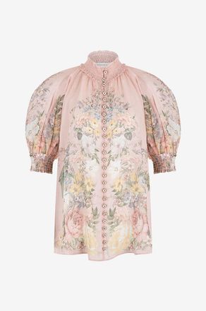 Zimmermann Kurzarm-Bluse aus gelb&uuml;mter Ramie Waverly