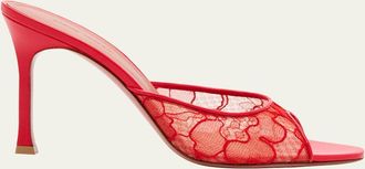 Amina Muaddi Alexa Lace Stiletto Mule Sandals