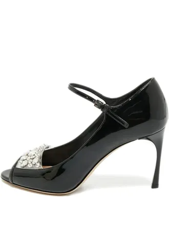 Miu Miu open-toe crystal pumps - Black