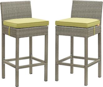 ModWay Discontinued Modway Outdoor Conduit Bar Stool Outdoor Patio Wicker Rattan Set Of 2