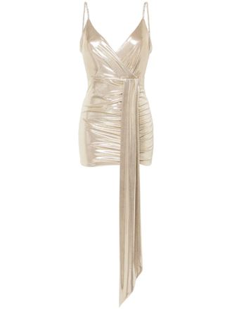 Nissa Abito corto metallizzato con ruches - Oro