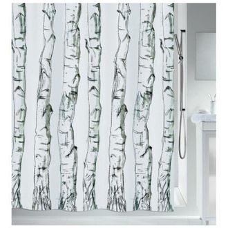 Spirella Cortina De Ducha Poli&eacute;ster Madera 240x200cm Blanco Y Negro Spirella