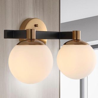 Jonathan Y Designs Modernist Globe 15.25 2-Light Metal/Frosted Glass Modern Contemporary LED Vanity