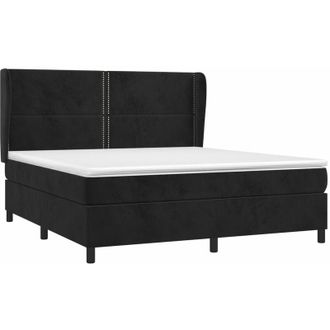 vidaXL Vidaxl - Cama Box Spring Con Colch&oacute;n Terciopelo Negro 180x200 Cm