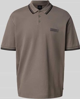 A|X Armani Exchange Regular Fit Poloshirt mit Knopfleiste in Mittelgrau, Größe XXL