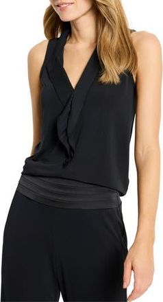 Nic+Zoe Knit Crepe Ruffle Tank in Black Onyx at Nordstrom Rack, Size X-Large