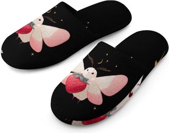 Generic Cute Moth with A Strawberry Mens House Slippers Slip Indoor Slipper On Shoes Warm Outdoor