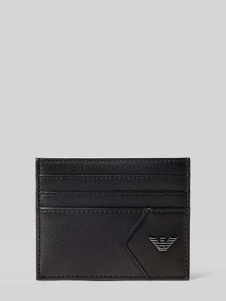 Emporio Armani Kartenetui aus Schafsnappa mit Label-Applikation in Black, Größe 1