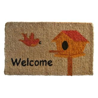 Imports Decor Birdhouse Welcome Coir Doormat, Coconut Fiber Door Mat with Bird & Nest Design for Indoor Outdoor Use