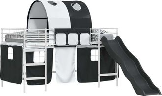 vidaXL KidsLoft Bed Frame White and Black 100 x 200 cm Metal vidaXL