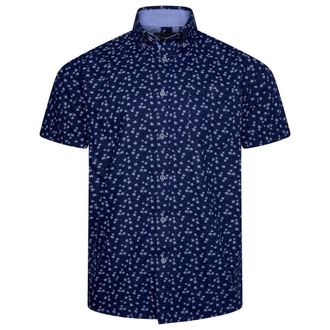 KAM Jeanswear Mens Short Sleeve All Over Floral Print Shirt - Blue - 5XL