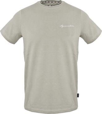 Aquascutum Heren Geborduurd Logo Katoenen T-Shirt (Grijs)