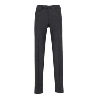 Tagliatore Broeken, Heren, Zwart, M, Wol, Wool Flannel 1-Pleat Broeken