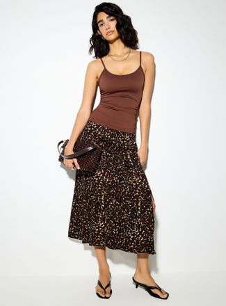 Ichi Womens Slit printed midi skirt