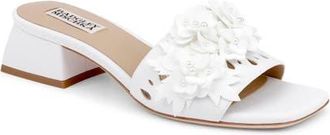 Badgley Mischka Oralia Beaded Floral Slide Sandal in White at Nordstrom, Size 9.5